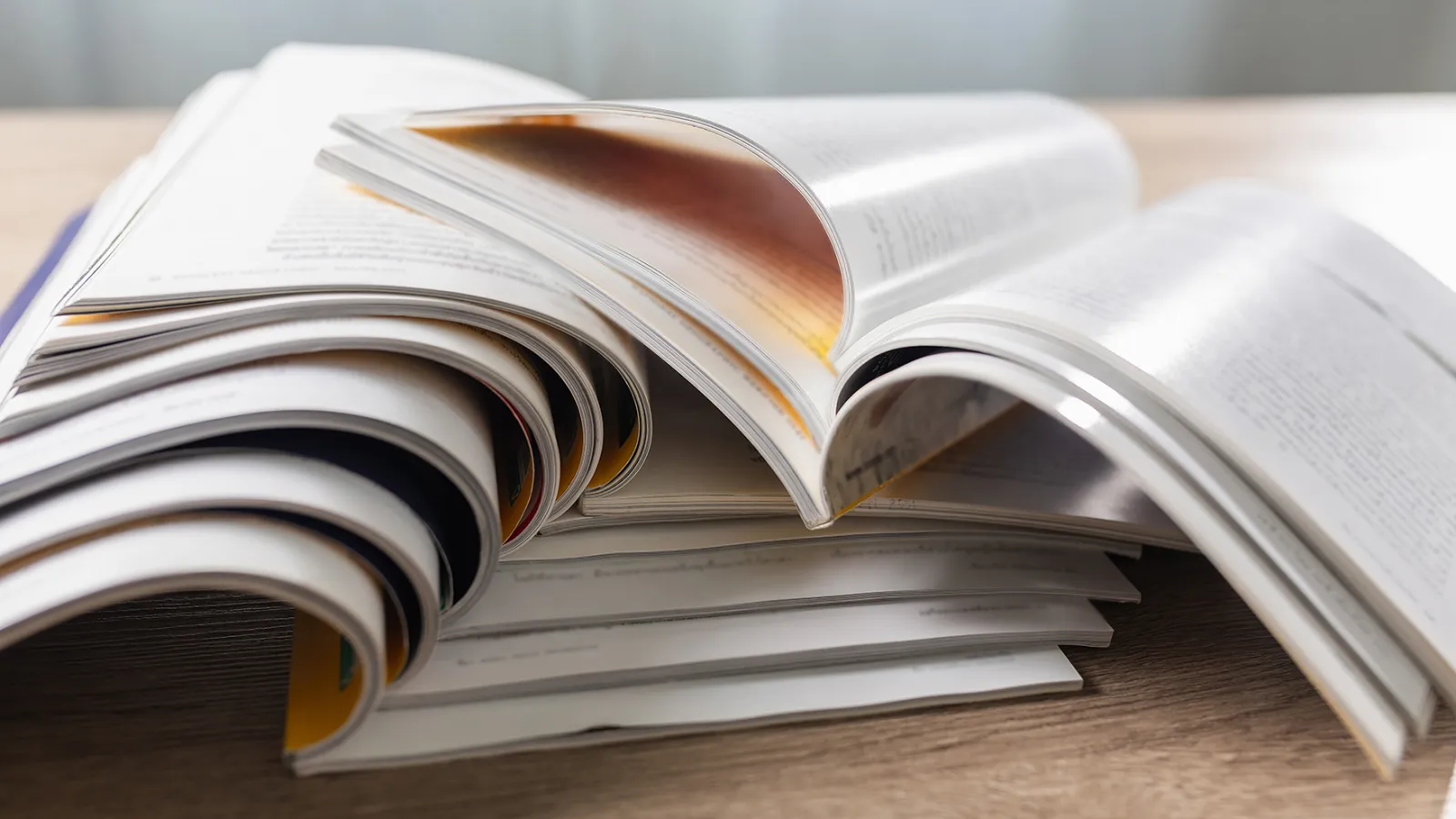 a stack of journals on a table
